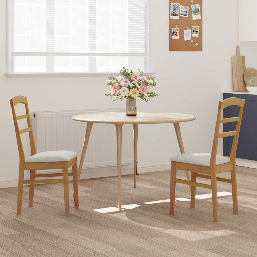 Eetkamerstoel 2 Pcs Massief Rubberhout Natuurlijk en licht
