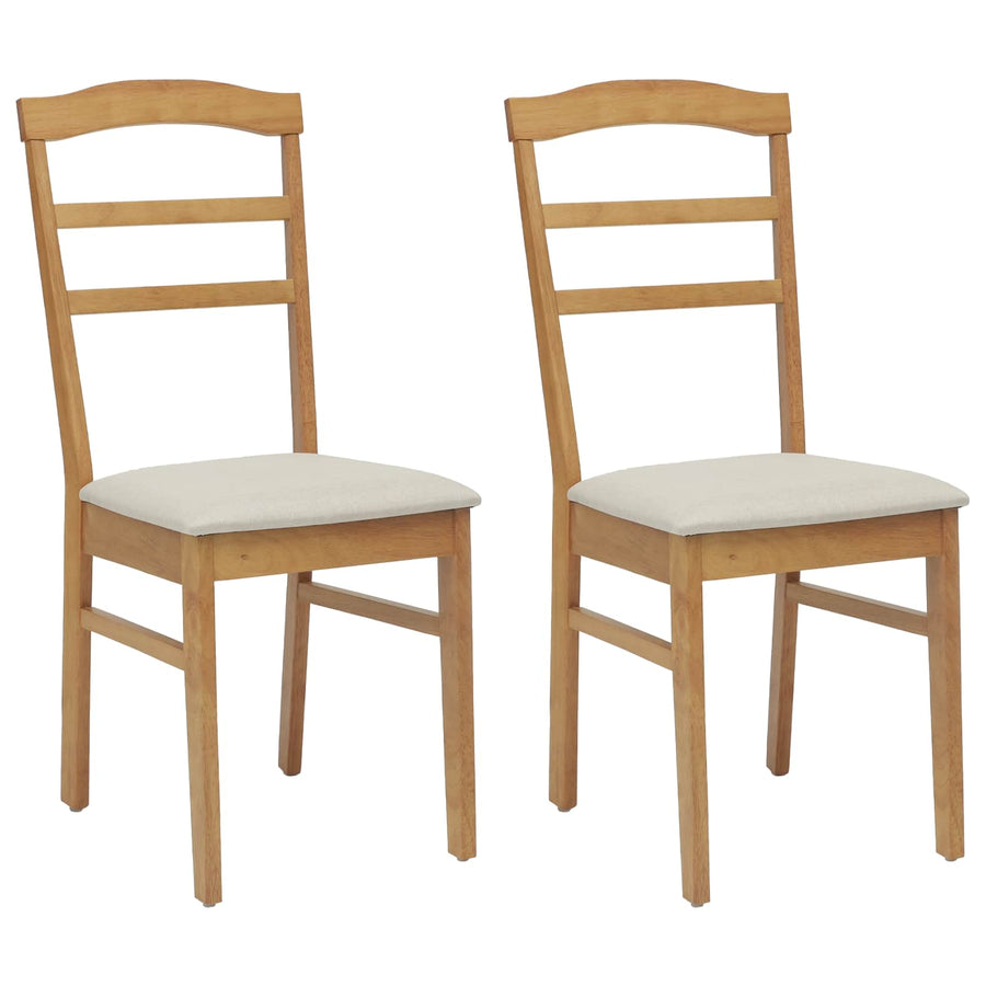 Eetkamerstoel 2 Pcs Massief Rubberhout Natuurlijk en licht