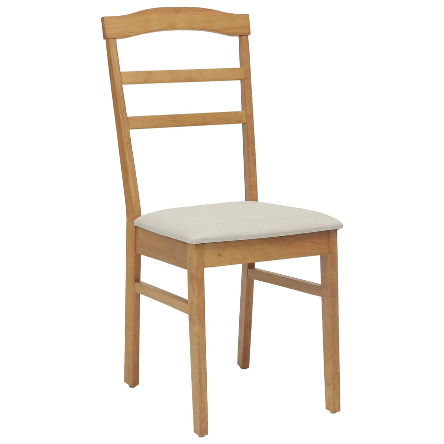 Eetkamerstoel 2 Pcs Massief Rubberhout Natuurlijk en licht