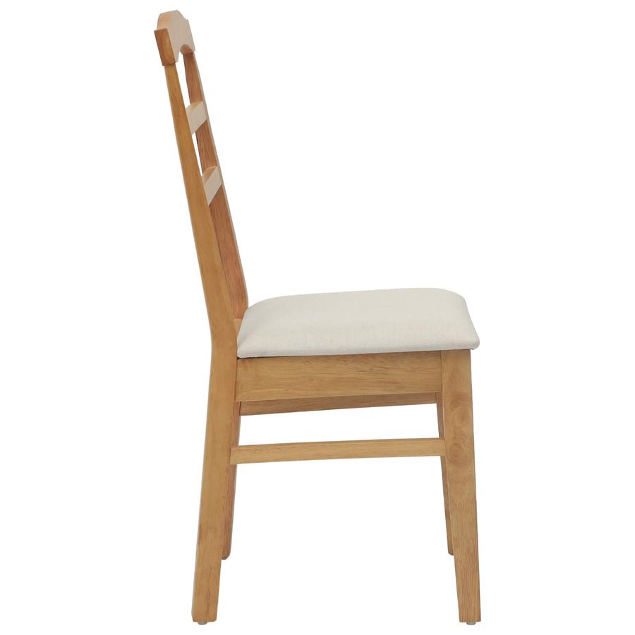 Eetkamerstoel 2 Pcs Massief Rubberhout Natuurlijk en licht