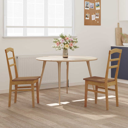 Eetkamerstoel 2 Pcs Massief Rubberhout Naturel