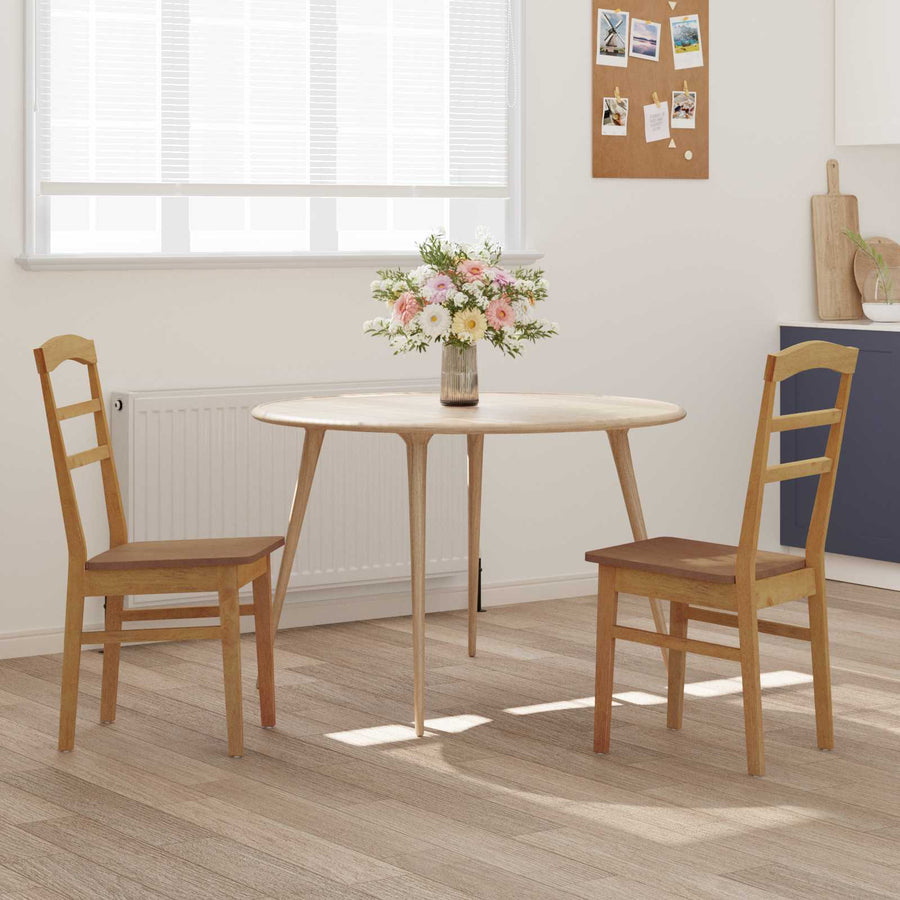 Eetkamerstoel 2 Pcs Massief Rubberhout Naturel