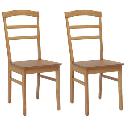 Eetkamerstoel 2 Pcs Massief Rubberhout Naturel