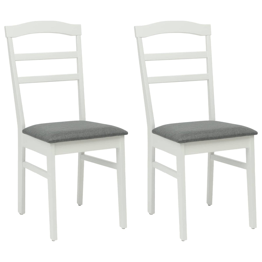 Eetkamerstoel 2 pcs Wit en Grijs Massief Hout