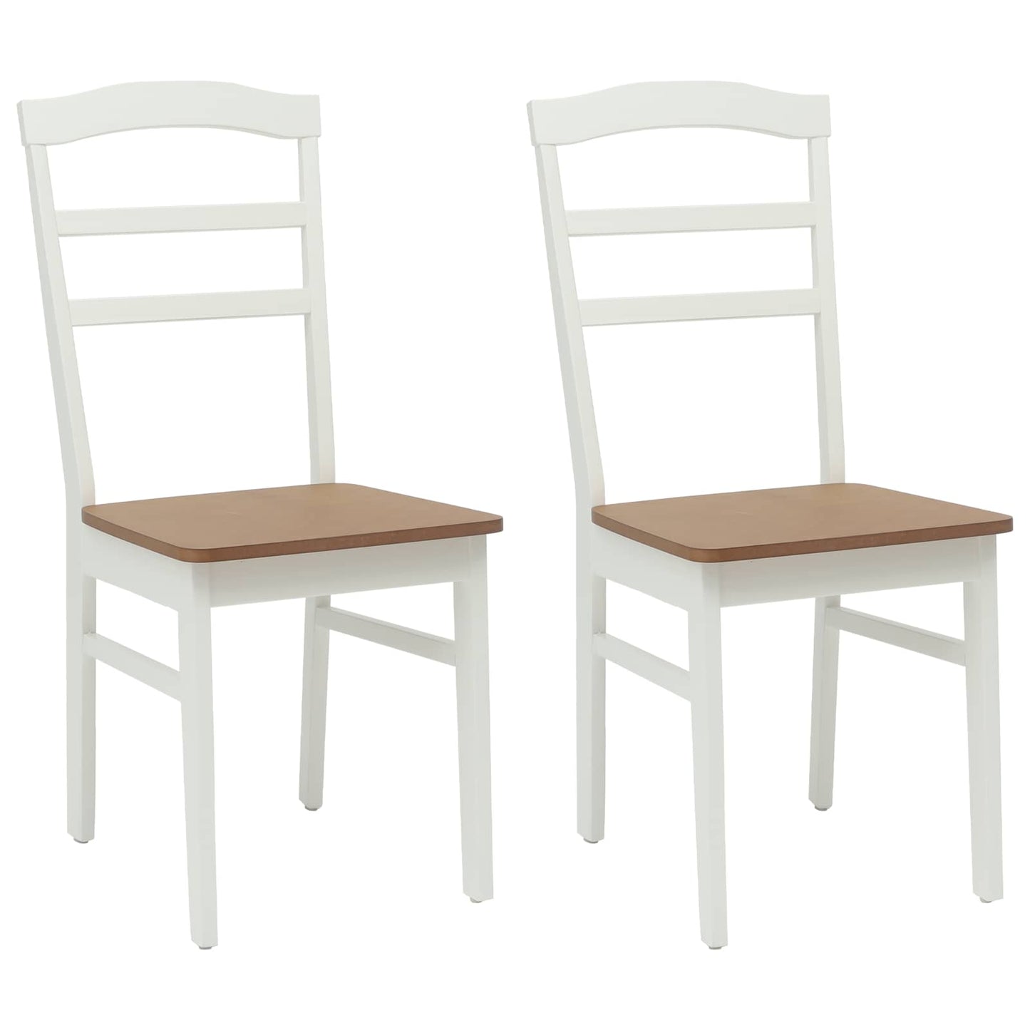 Eetkamerstoel 2 pcs Wit en Natuurlijk Massief Hout
