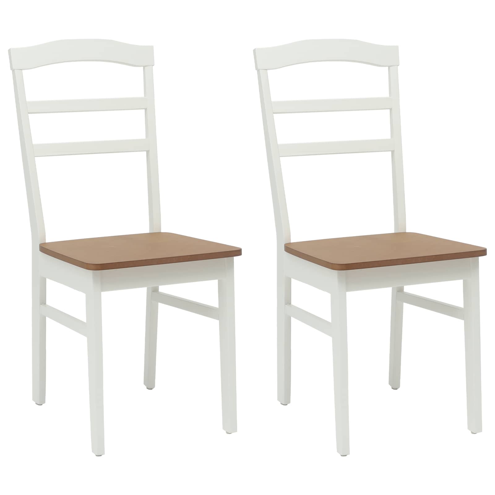 Eetkamerstoel 2 pcs Wit en Natuurlijk Massief Hout