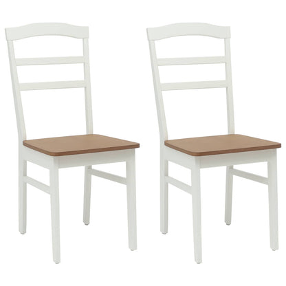 Eetkamerstoel 2 pcs Wit en Natuurlijk Massief Hout