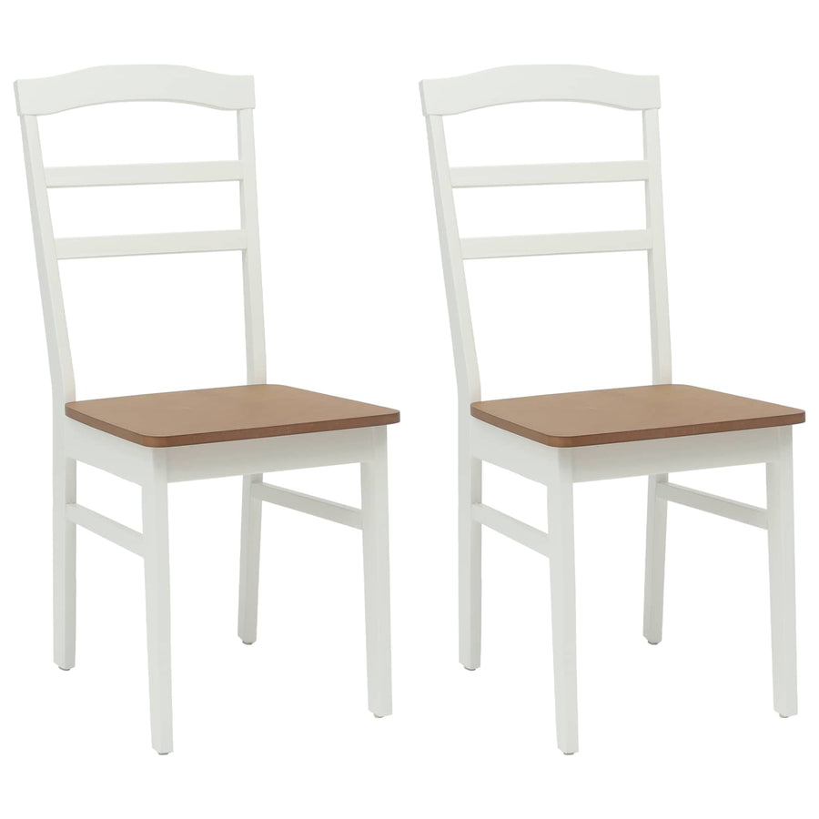 Eetkamerstoel 2 pcs Wit en Natuurlijk Massief Hout