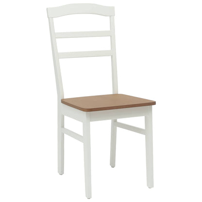 Eetkamerstoel 2 pcs Wit en Natuurlijk Massief Hout