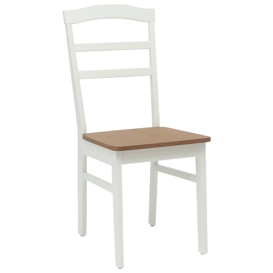Eetkamerstoel 2 pcs Wit en Natuurlijk Massief Hout