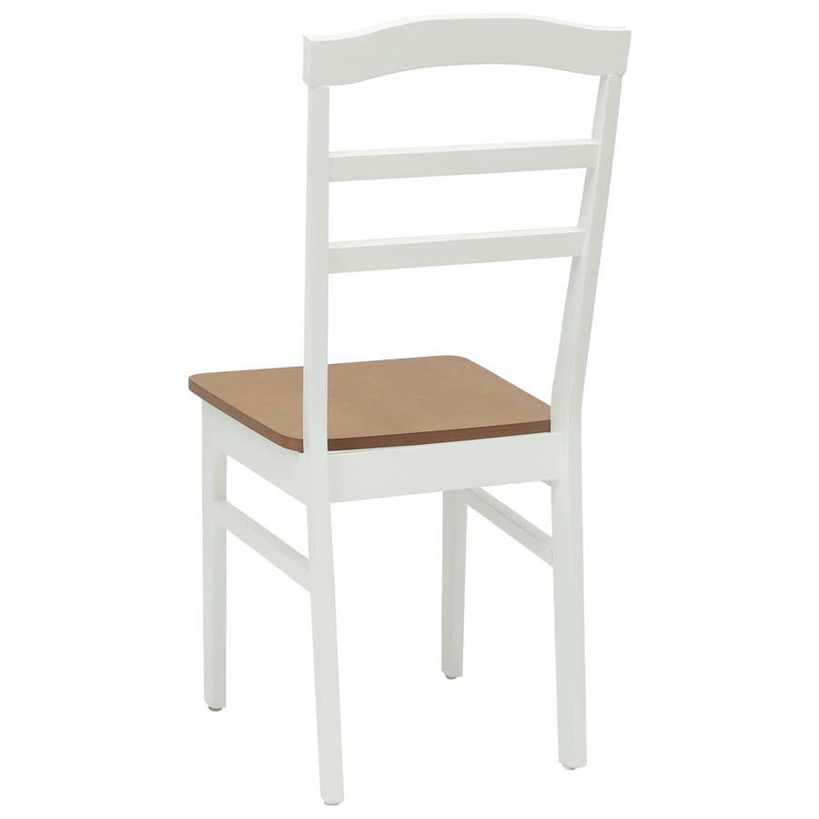 Eetkamerstoel 2 pcs Wit en Natuurlijk Massief Hout