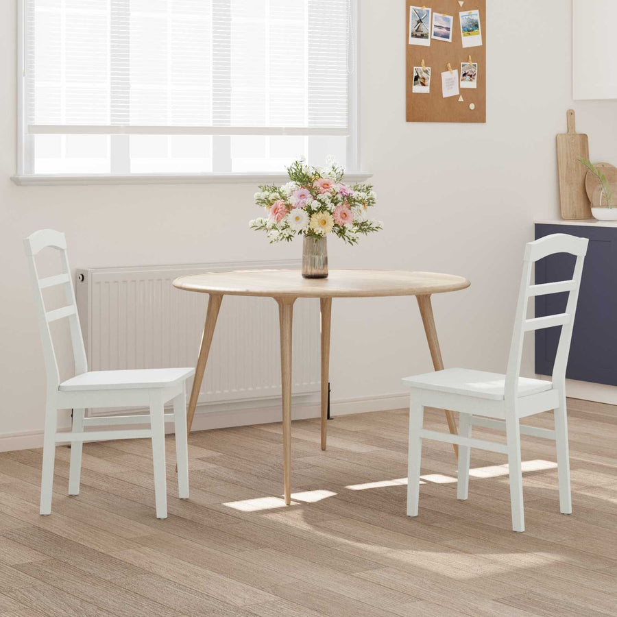 Eetkamerstoel 2 Pcs Massief Rubberhout Wit