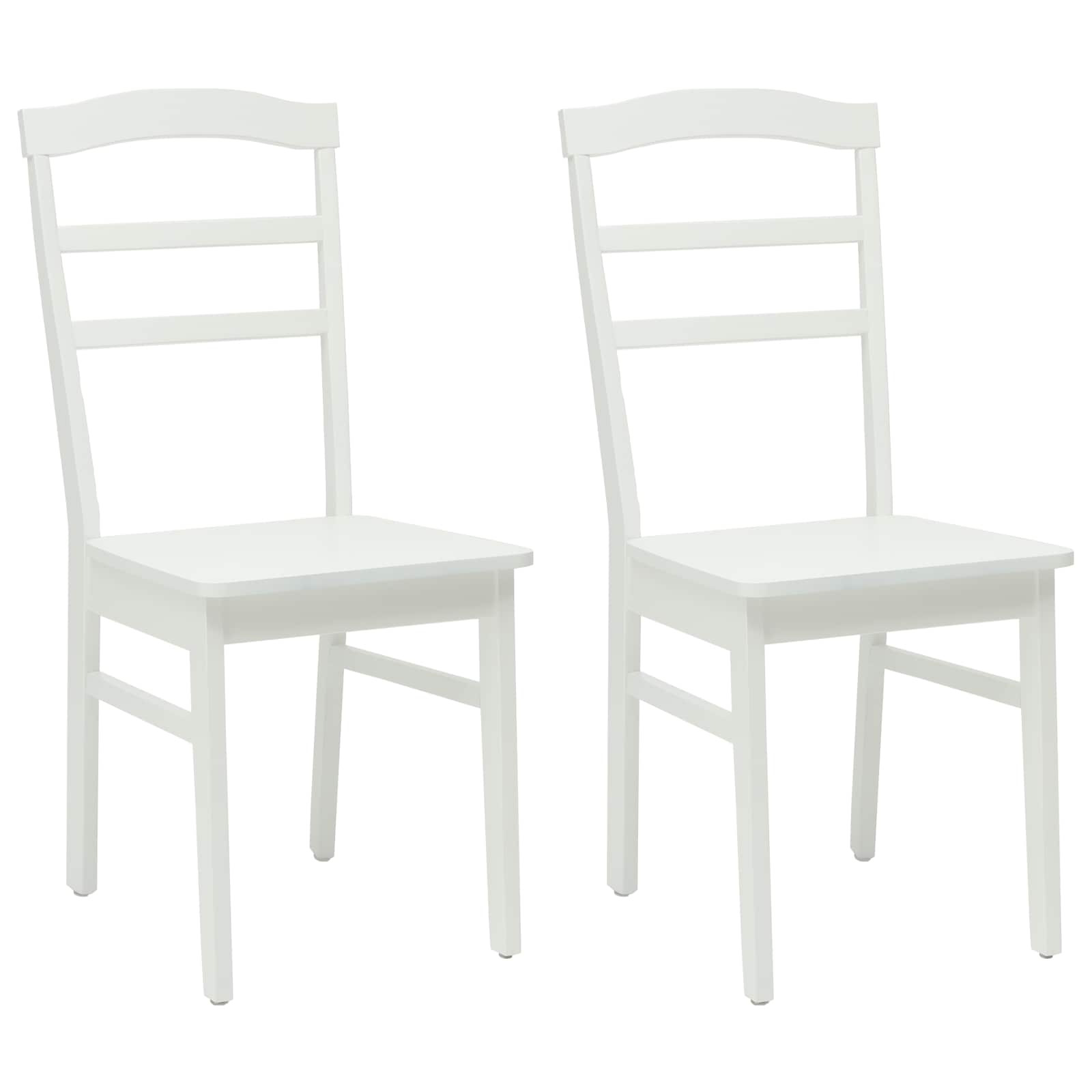 Eetkamerstoel 2 Pcs Massief Rubberhout Wit