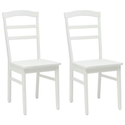 Eetkamerstoel 2 Pcs Massief Rubberhout Wit