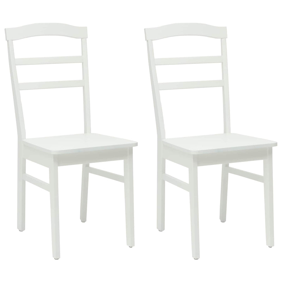 Eetkamerstoel 2 Pcs Massief Rubberhout Wit