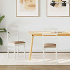 Dining Chair 2 pcs White and Brown Solid Rubberwood