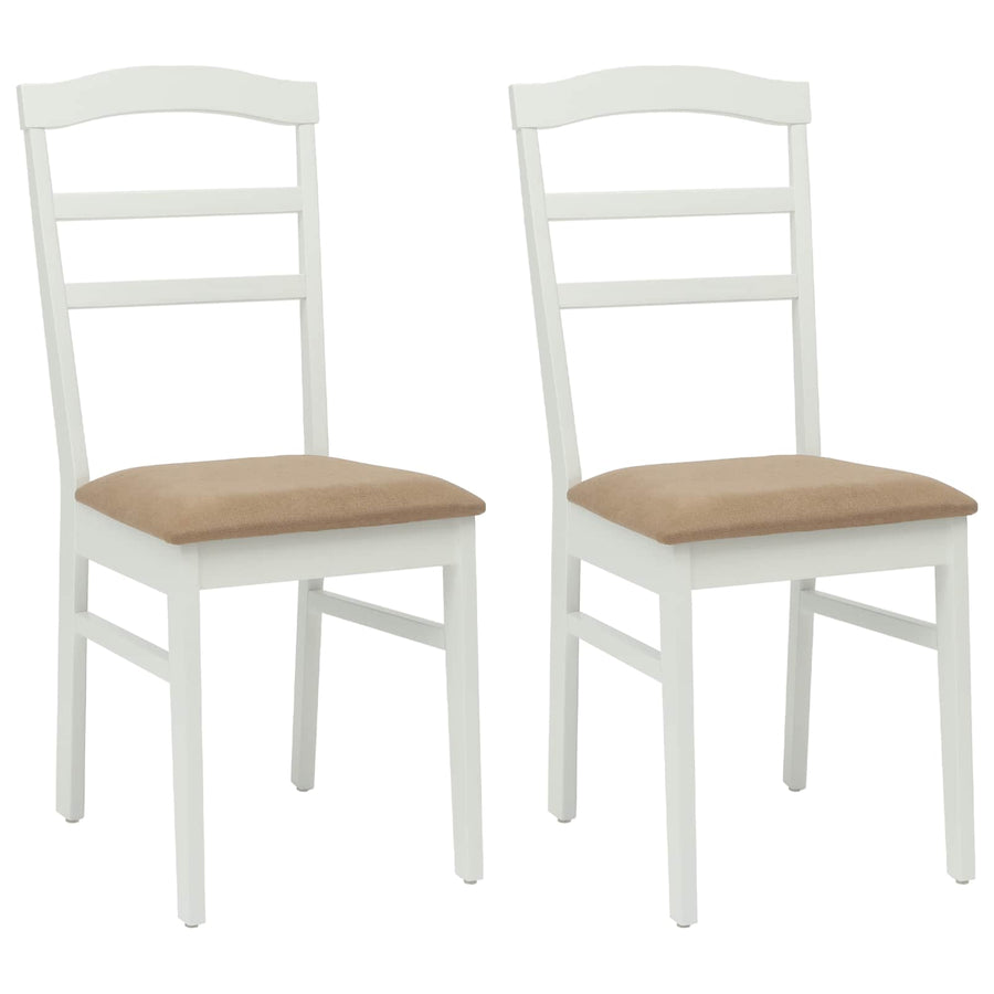 Eetkamerstoel 2 Pcs Massief Rubberhout Wit en bruin