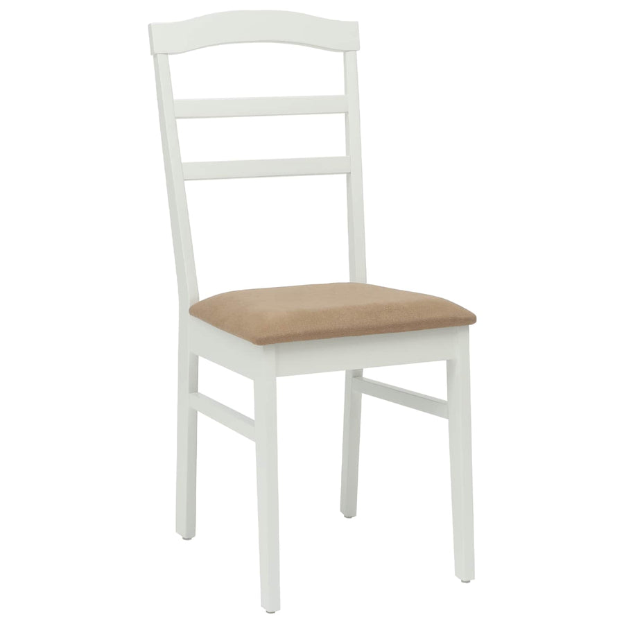 Eetkamerstoel 2 Pcs Massief Rubberhout Wit en bruin