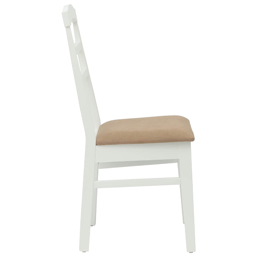 Eetkamerstoel 2 Pcs Massief Rubberhout Wit en bruin