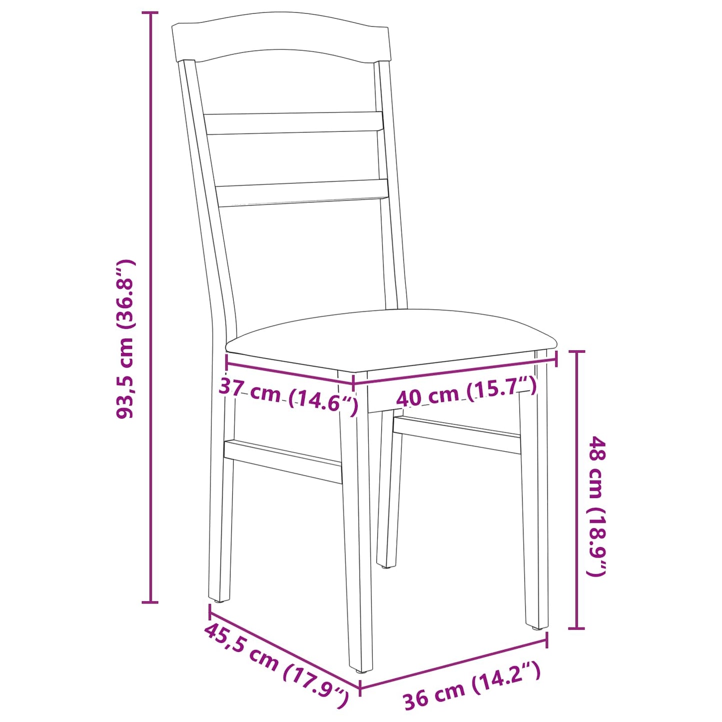 Eetkamerstoel 2 Pcs Massief Rubberhout Wit en bruin