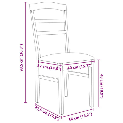Eetkamerstoel 2 Pcs Massief Rubberhout Wit en bruin