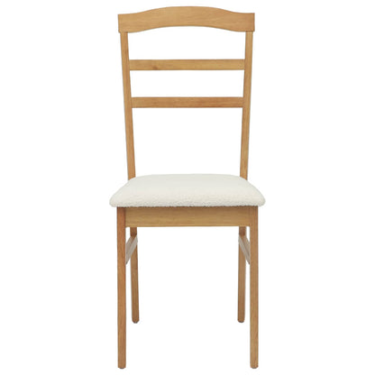 Eetkamerstoel 2 Pcs En Licht Massief Rubberhout Natuurlijk en wit