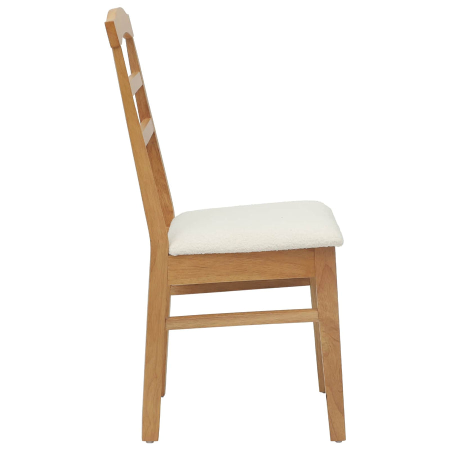 Eetkamerstoel 2 Pcs En Licht Massief Rubberhout Natuurlijk en wit