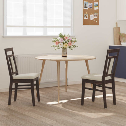 Eetkamerstoel 2 Pcs Massief Rubberhout Lichtbruin en licht