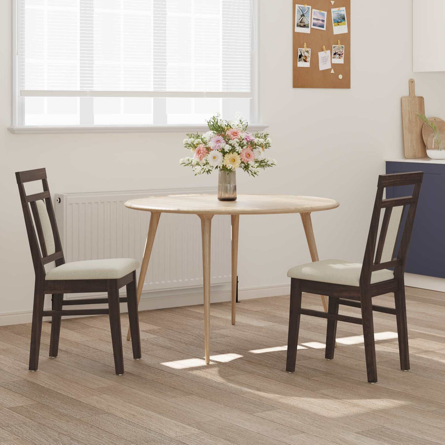 Eetkamerstoel 2 Pcs Massief Rubberhout Lichtbruin en licht