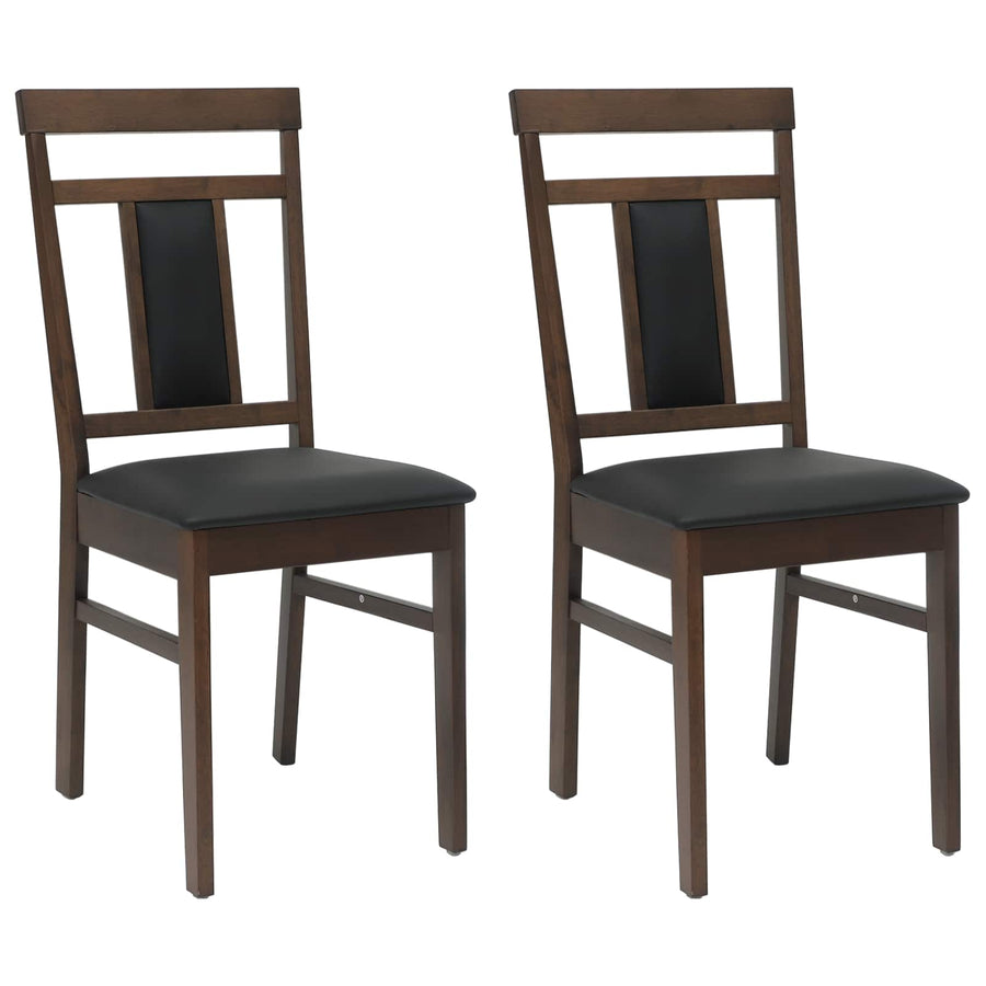 Eetkamerstoel 2 Pcs Massief Rubberhout Lichtbruin en zwart