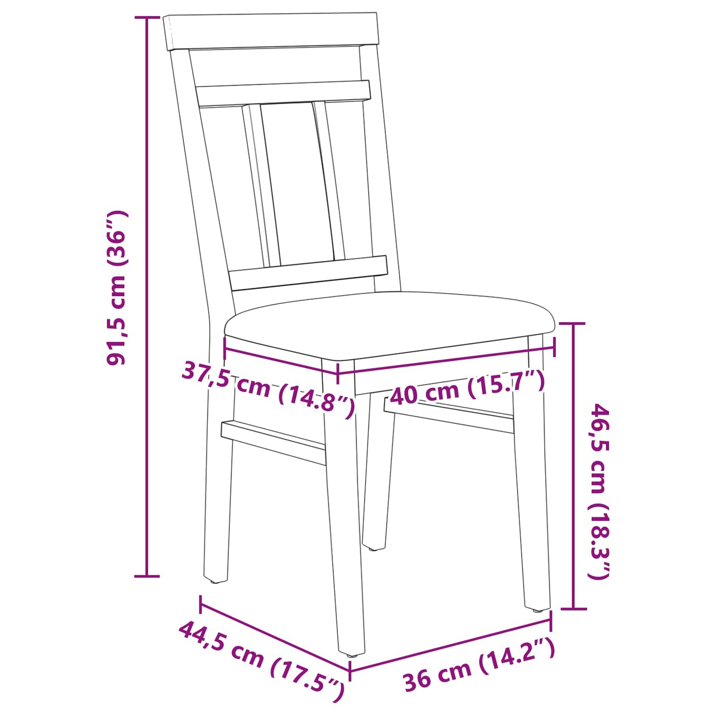 Eetkamerstoel 2 Pcs Massief Rubberhout Lichtbruin en zwart