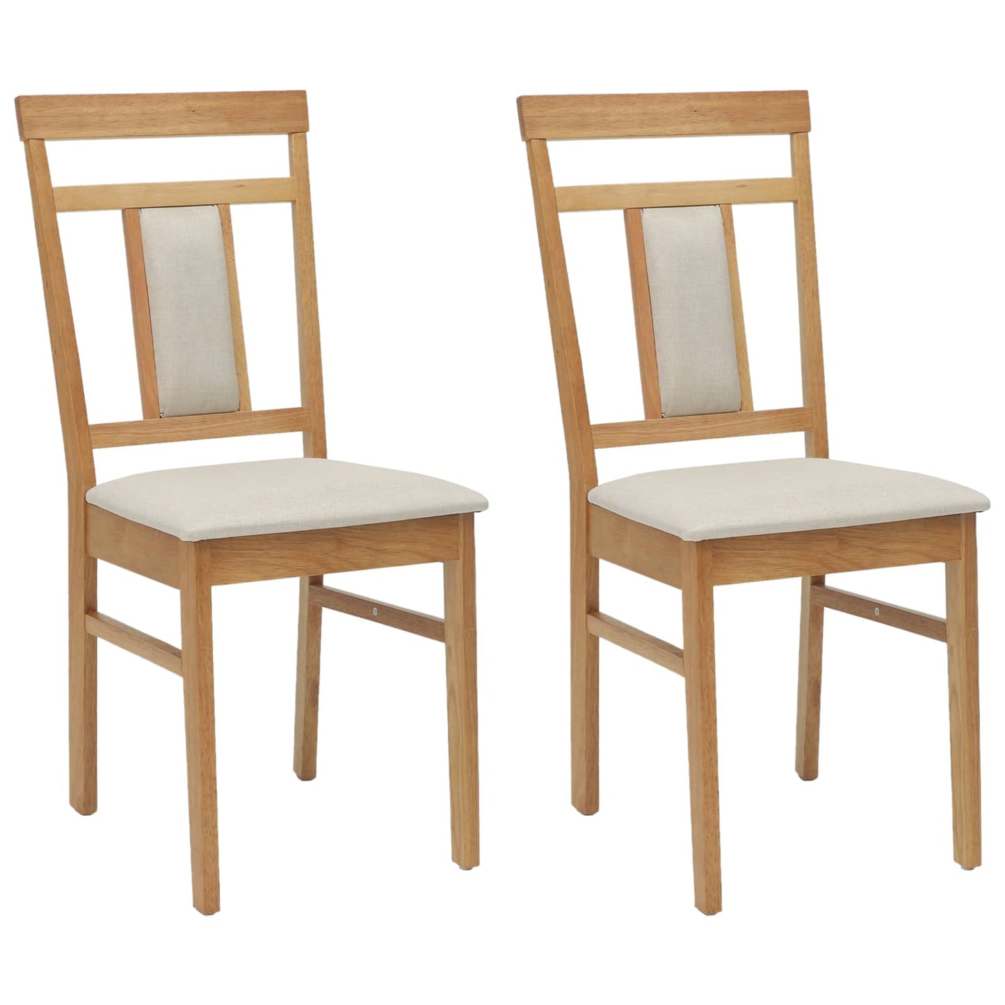 Eetkamerstoel 2 Pcs Massief Rubberhout Natuurlijk en licht