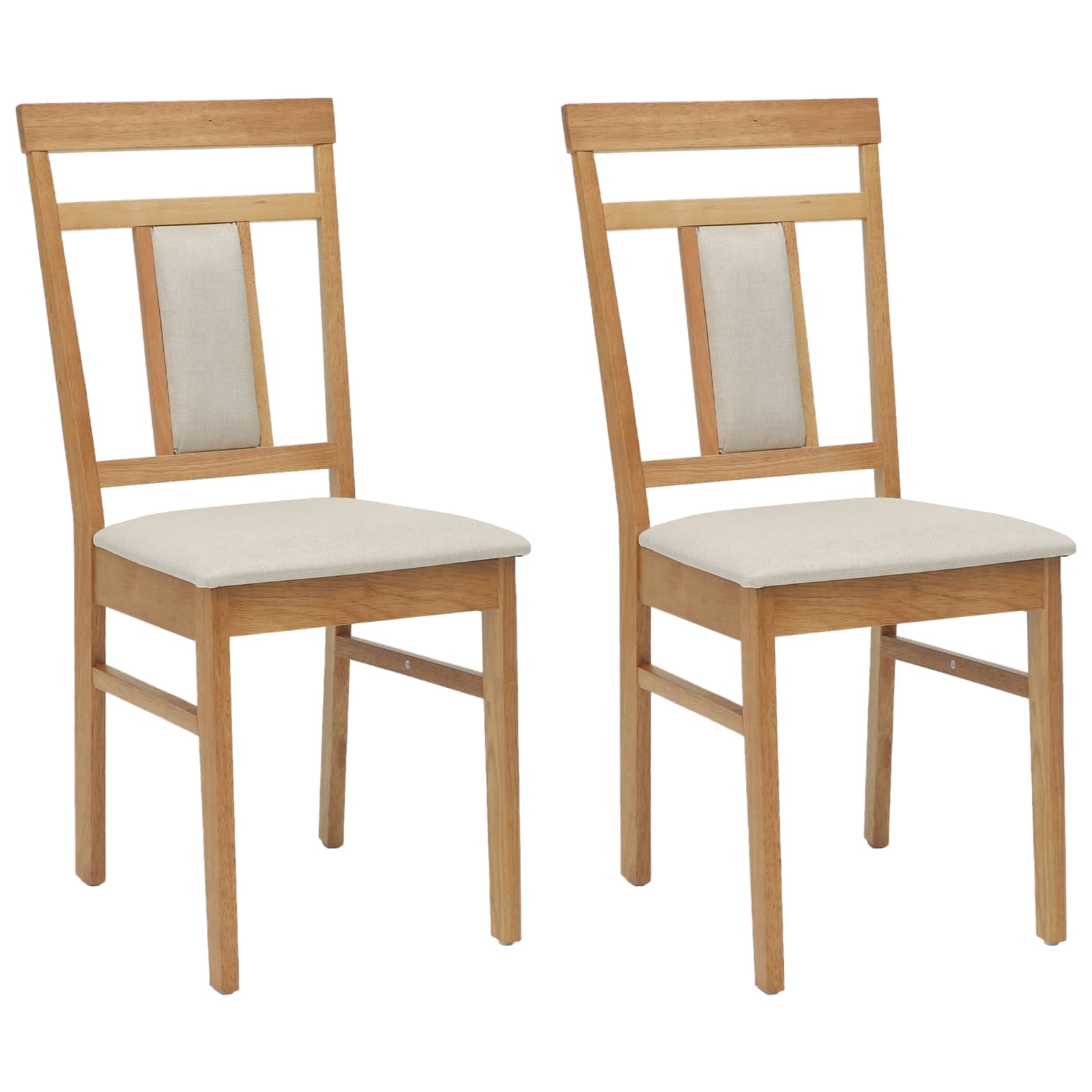 Eetkamerstoel 2 Pcs Massief Rubberhout Natuurlijk en licht