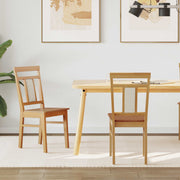 Eetkamerstoelen 2 stuks massief rubberhout naturel