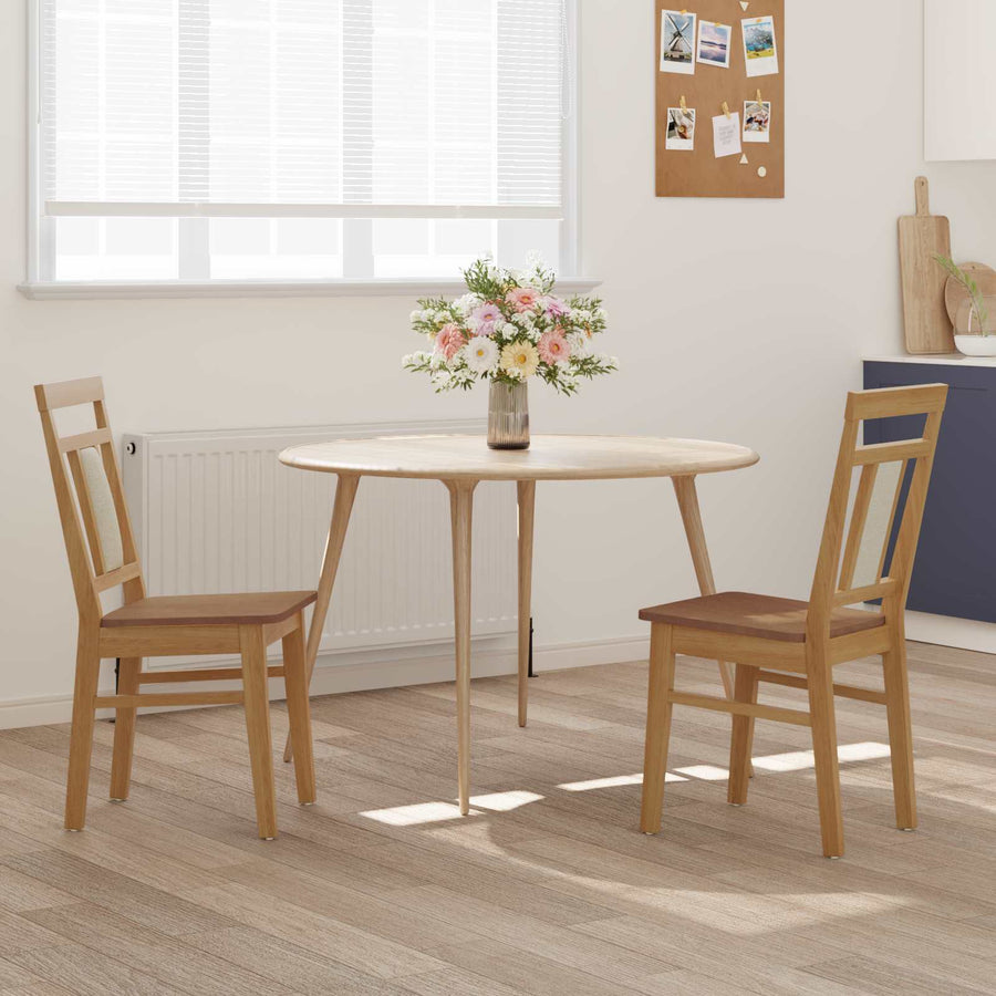Eetkamerstoel 2 Pcs Massief Rubberhout Naturel