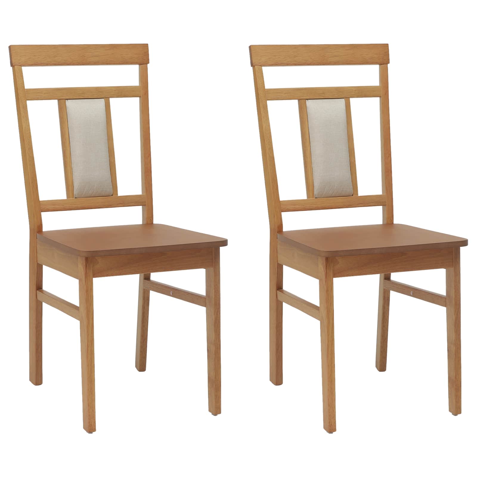 Eetkamerstoel 2 Pcs Massief Rubberhout Naturel
