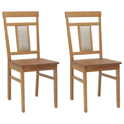 Eetkamerstoel 2 Pcs Massief Rubberhout Naturel