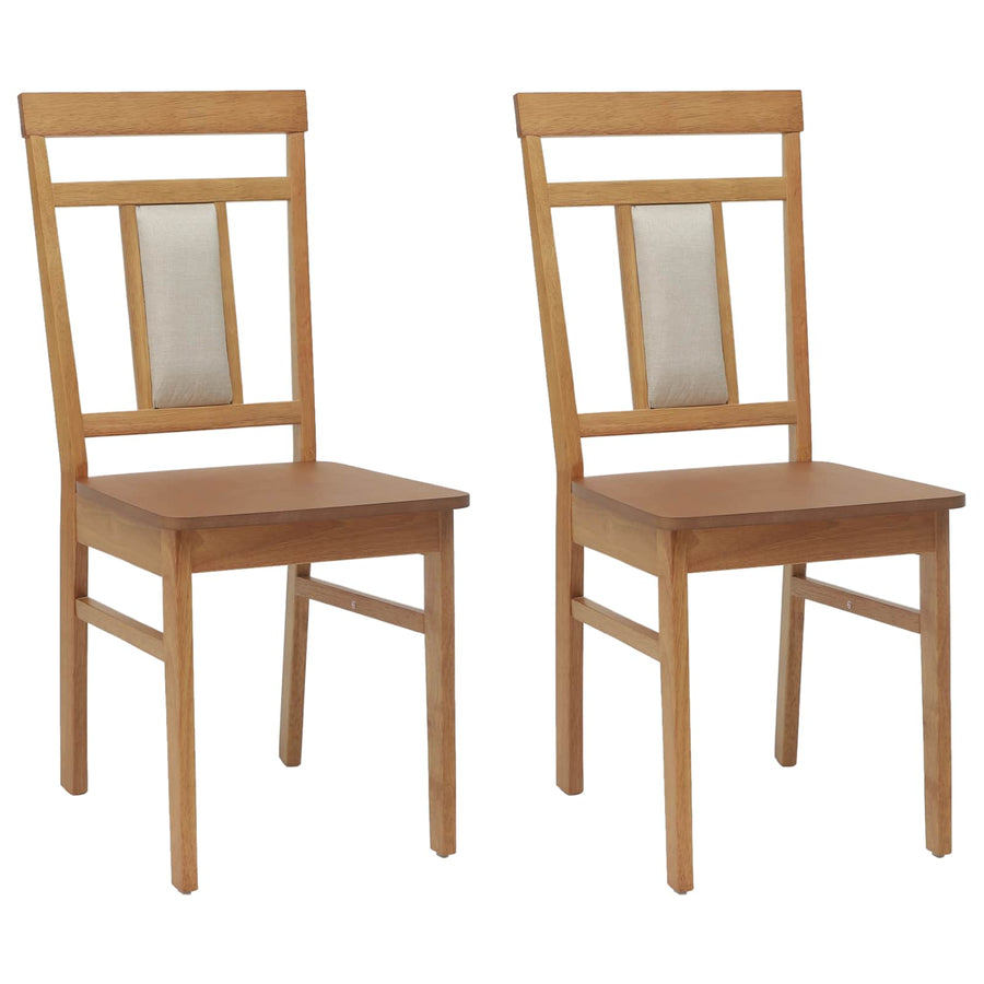 Eetkamerstoel 2 Pcs Massief Rubberhout Naturel
