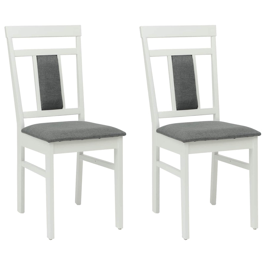 Eetkamerstoel 2 Pcs Massief Rubberhout Wit en grijs