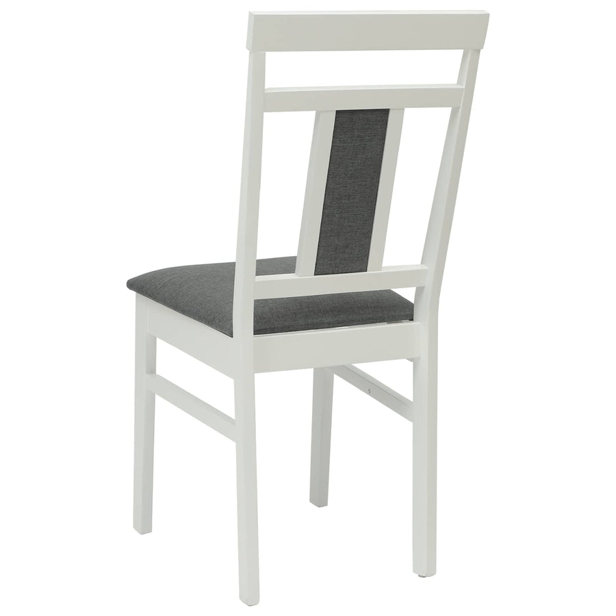 Eetkamerstoel 2 Pcs Massief Rubberhout Wit en grijs