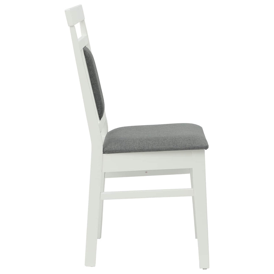 Eetkamerstoel 2 Pcs Massief Rubberhout Wit en grijs