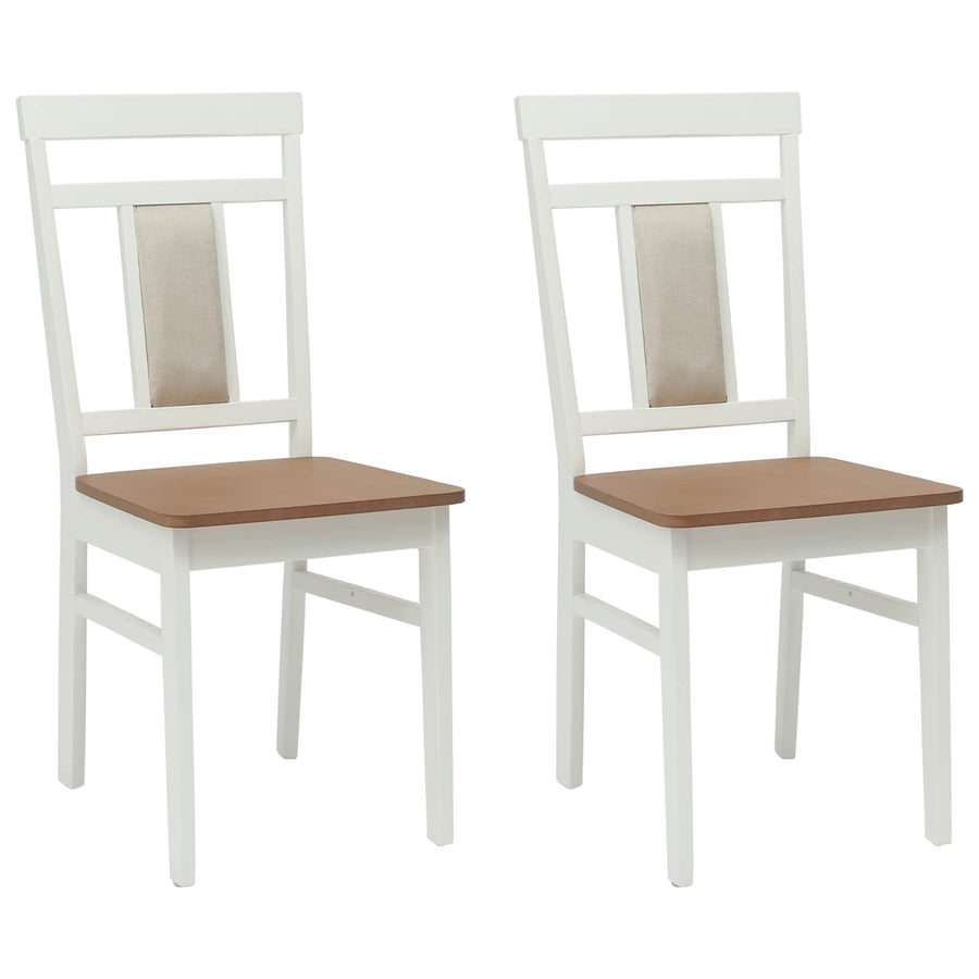 Eetkamerstoel 2 Pcs En Natuurlijk Massief Rubberhout wit en naturel