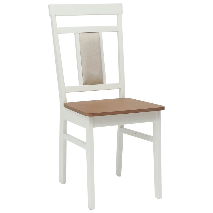 Eetkamerstoel 2 Pcs En Natuurlijk Massief Rubberhout wit en naturel