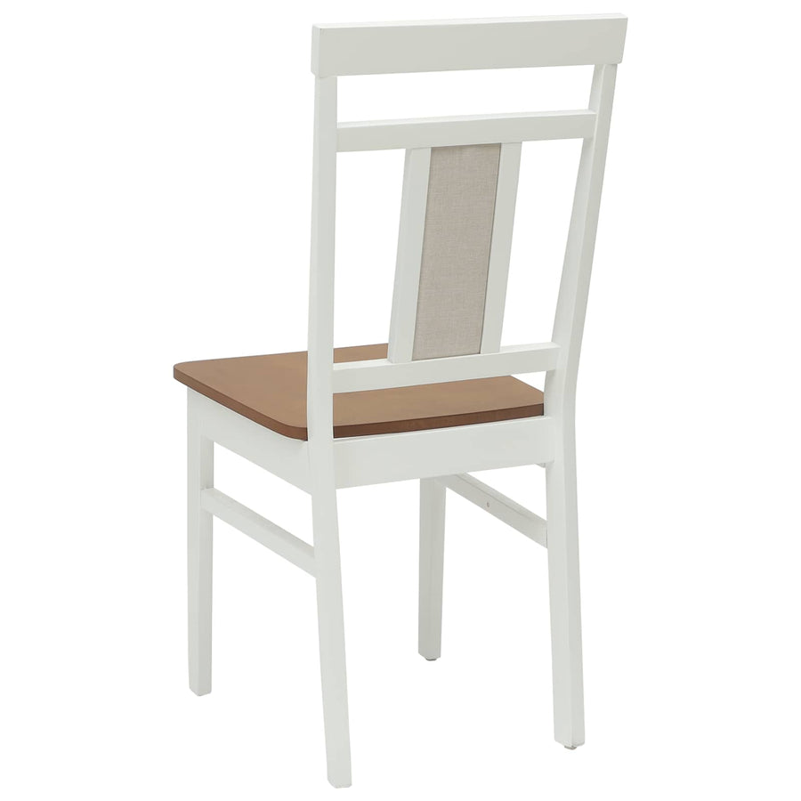 Eetkamerstoel 2 Pcs En Natuurlijk Massief Rubberhout wit en naturel