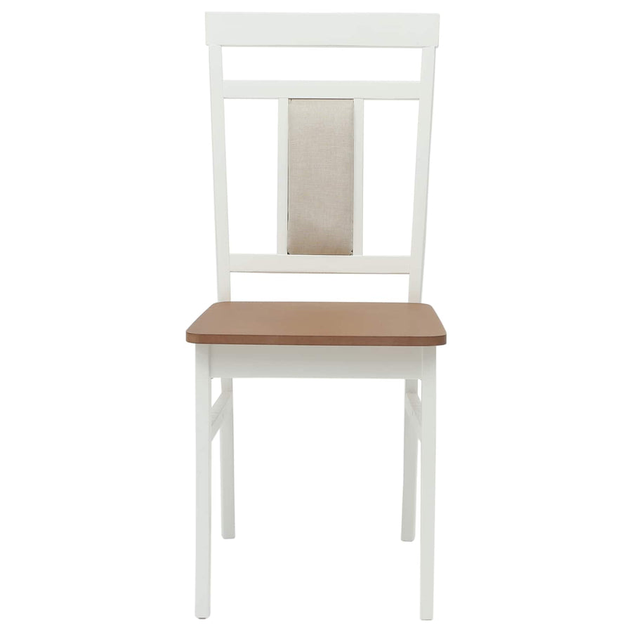 Eetkamerstoel 2 Pcs En Natuurlijk Massief Rubberhout wit en naturel