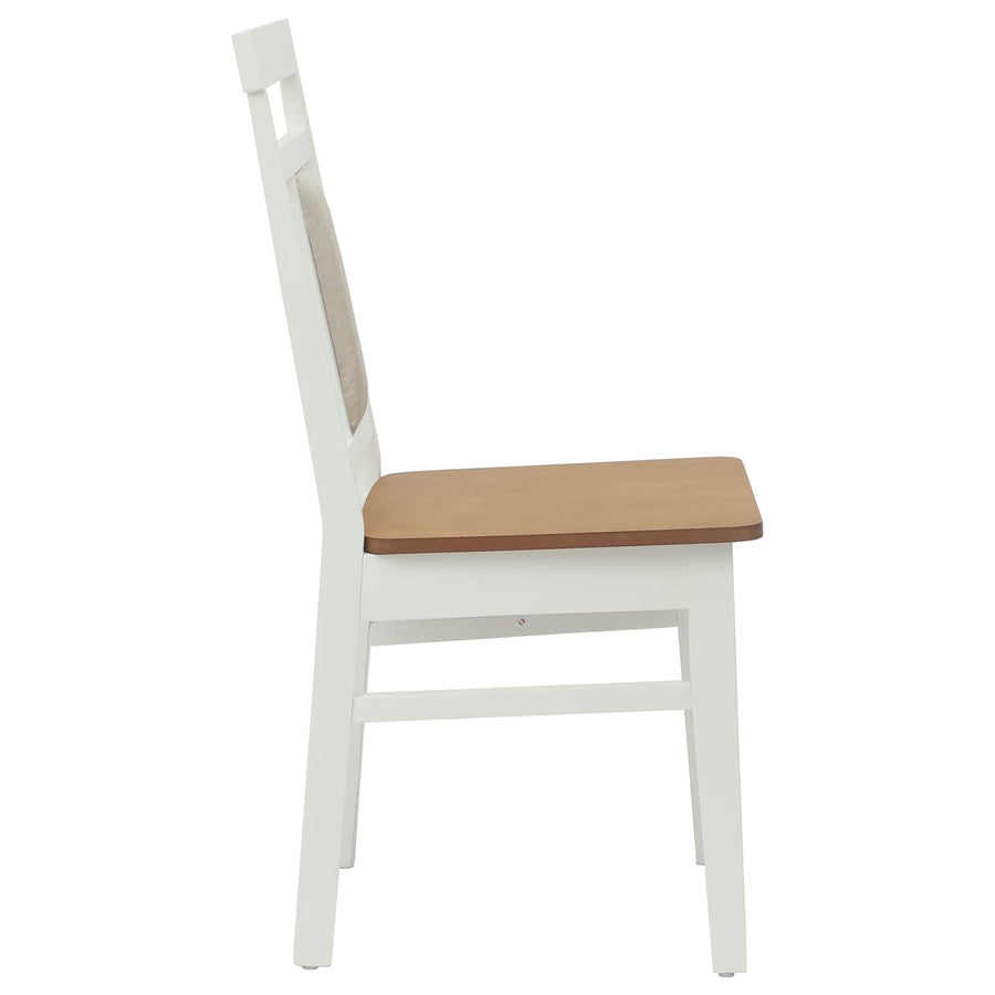 Eetkamerstoel 2 Pcs En Natuurlijk Massief Rubberhout wit en naturel