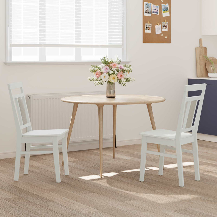 Eetkamerstoel 2 pcs Wit Massief Hout