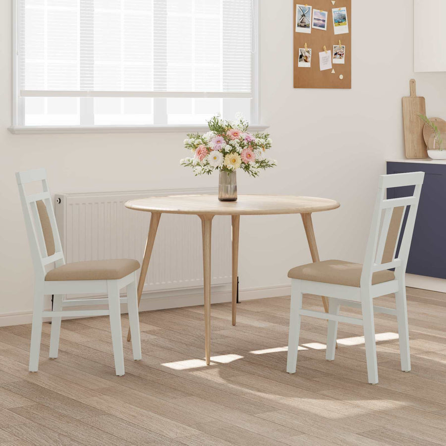 Eetkamerstoel 2 pcs Wit en Bruin Massief Hout
