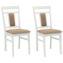 Eetkamerstoel 2 pcs Wit en Bruin Massief Hout