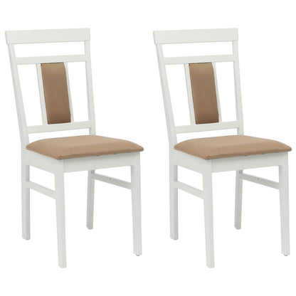 Eetkamerstoel 2 pcs Wit en Bruin Massief Hout